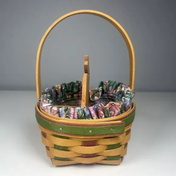 1999 Longaberger Easter Basket w/Handle Egg Liner Protector & Bunny Insert Small - Picture 4 of 9